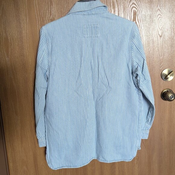 Old Navy Blue & White Railroad Stripe Jean Shacket, XS - Picture 2 of 4